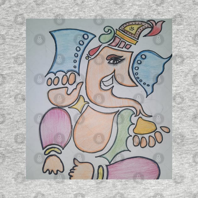 Handsketch of God Ganesha by NBMSSILKSAREE 